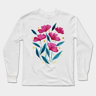 Cute florals - pink and teal Long Sleeve T-Shirt